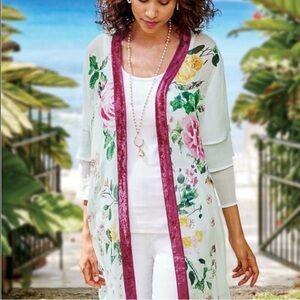 Soft Surroundings Keiko Floral‎ Kimono Topper